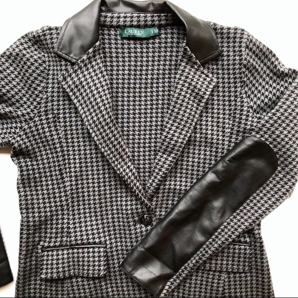 Ralph Lauren Equestrian Knit Leather Blazer Jacket